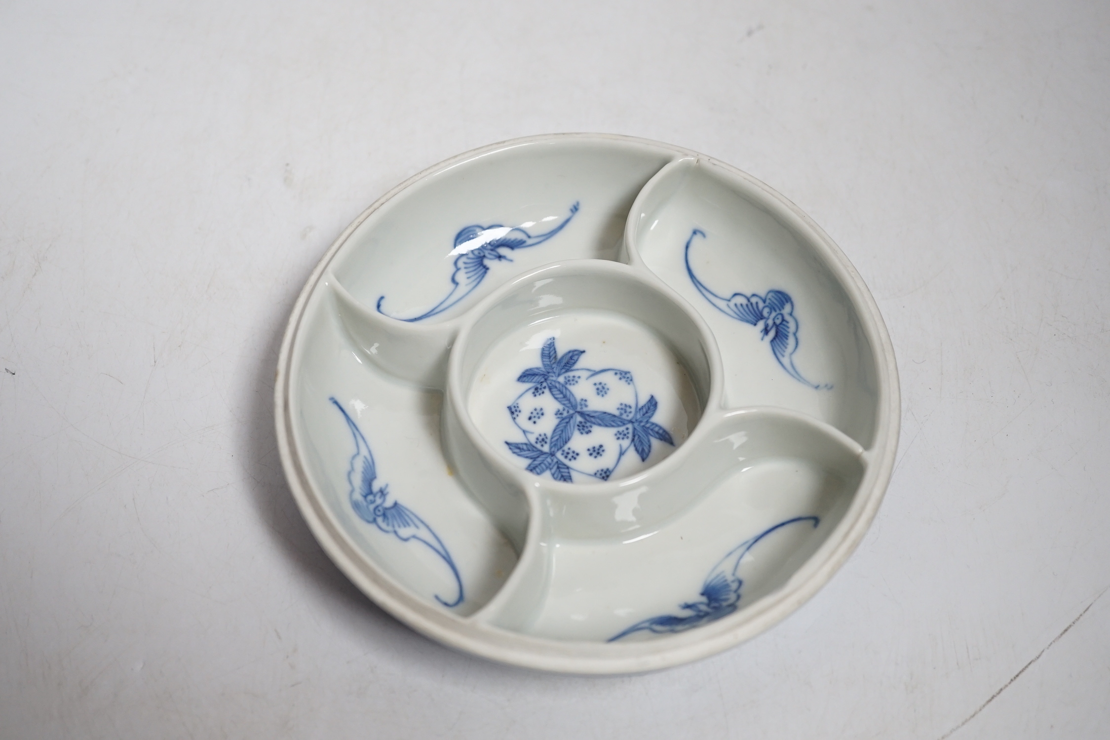 A 19th century Chinese blue and white segmented bowl and cover